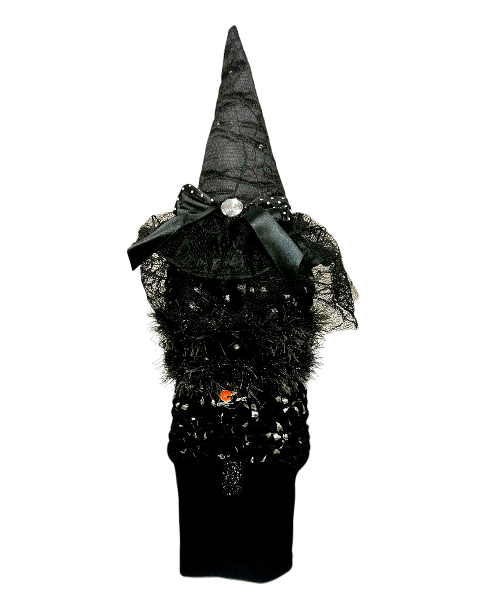 Head Cover (Halloween) - Black w LED Lights and Diamond Bow Tie