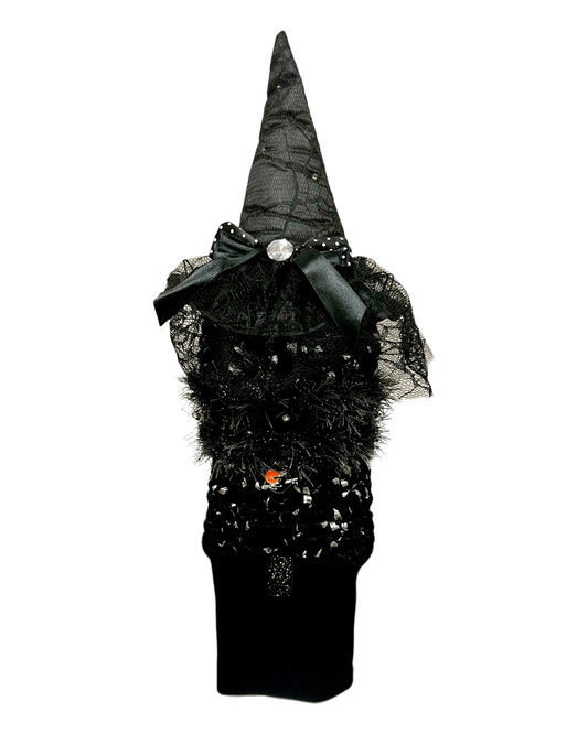 Head Cover (Halloween) - Black w LED Lights and Diamond Bow Tie
