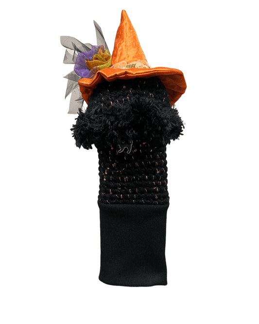 Head Cover (Halloween) - Satin Orange Hat with Speckled Veil