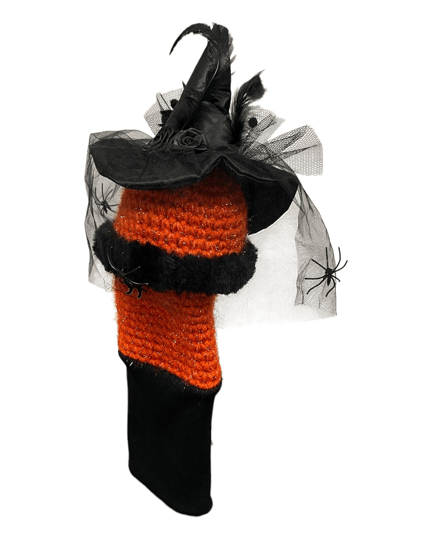 Head Cover (Halloween) - Orange Body with Spiders on Veil