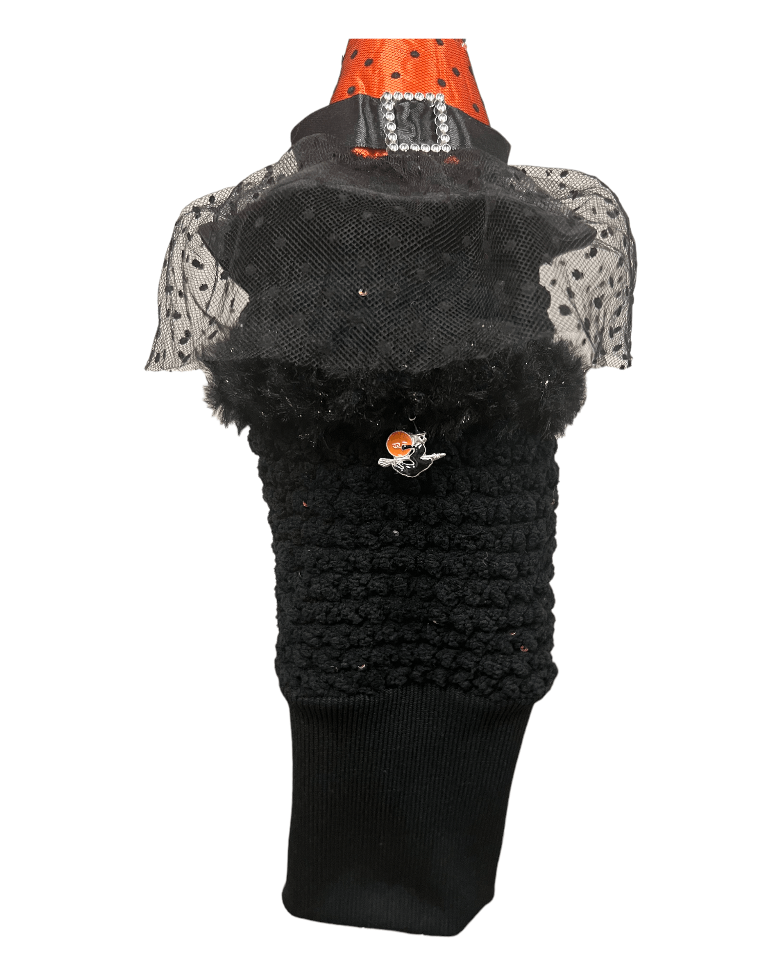 Head Cover (Halloween) - Orange Polka Dot Hat