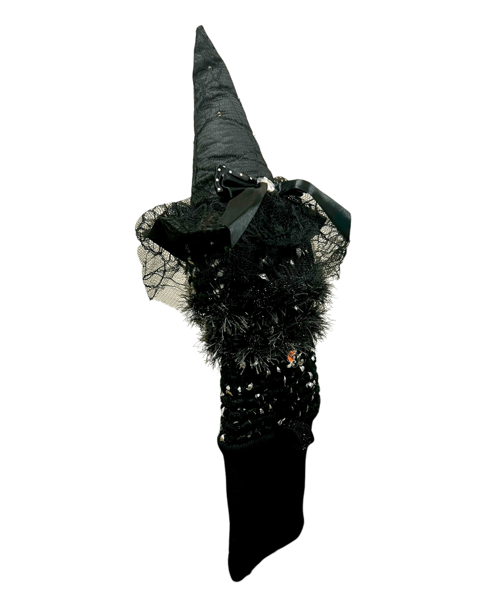 Head Cover (Halloween) - Black w LED Lights and Diamond Bow Tie