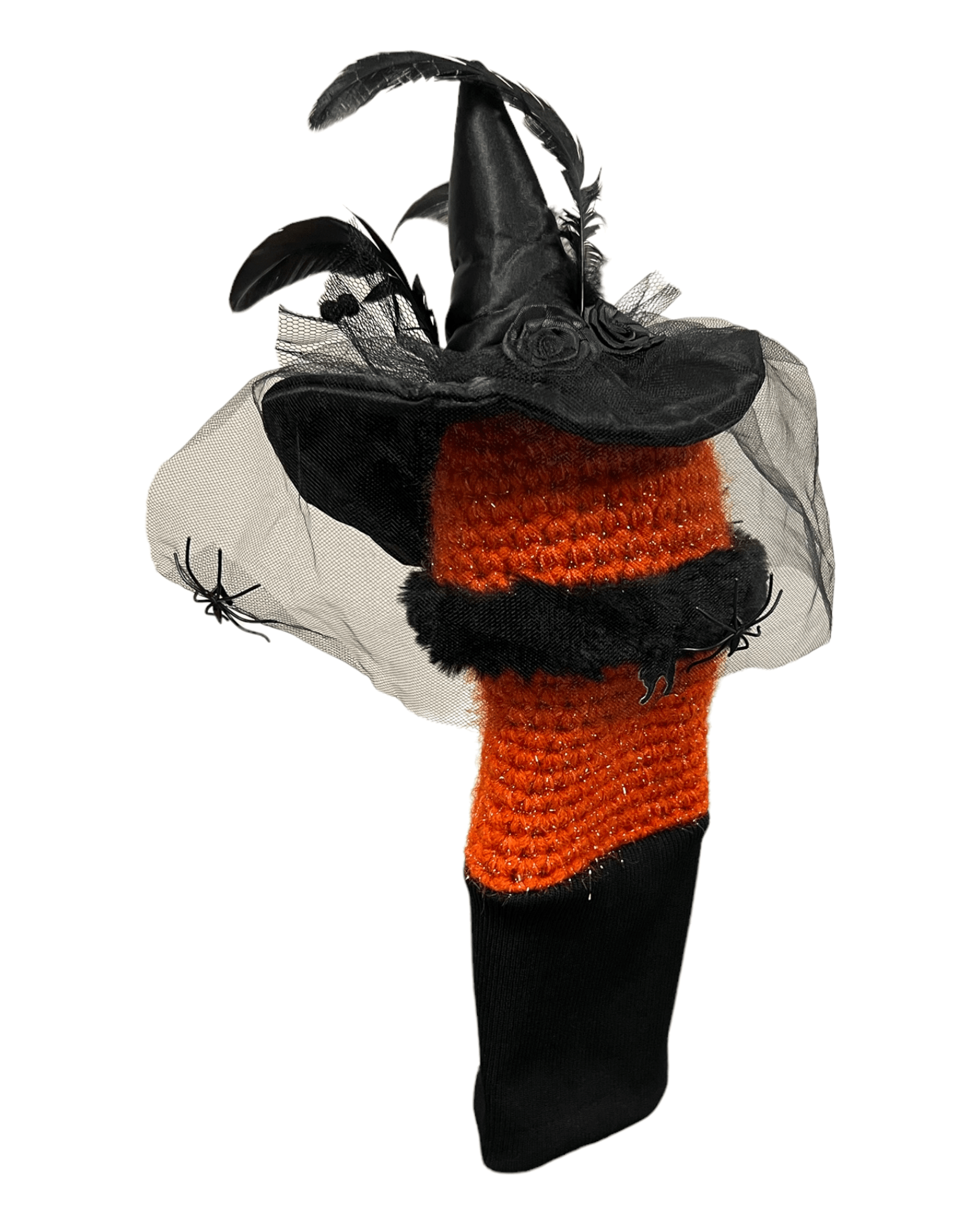 Head Cover (Halloween) - Orange Body with Spiders on Veil