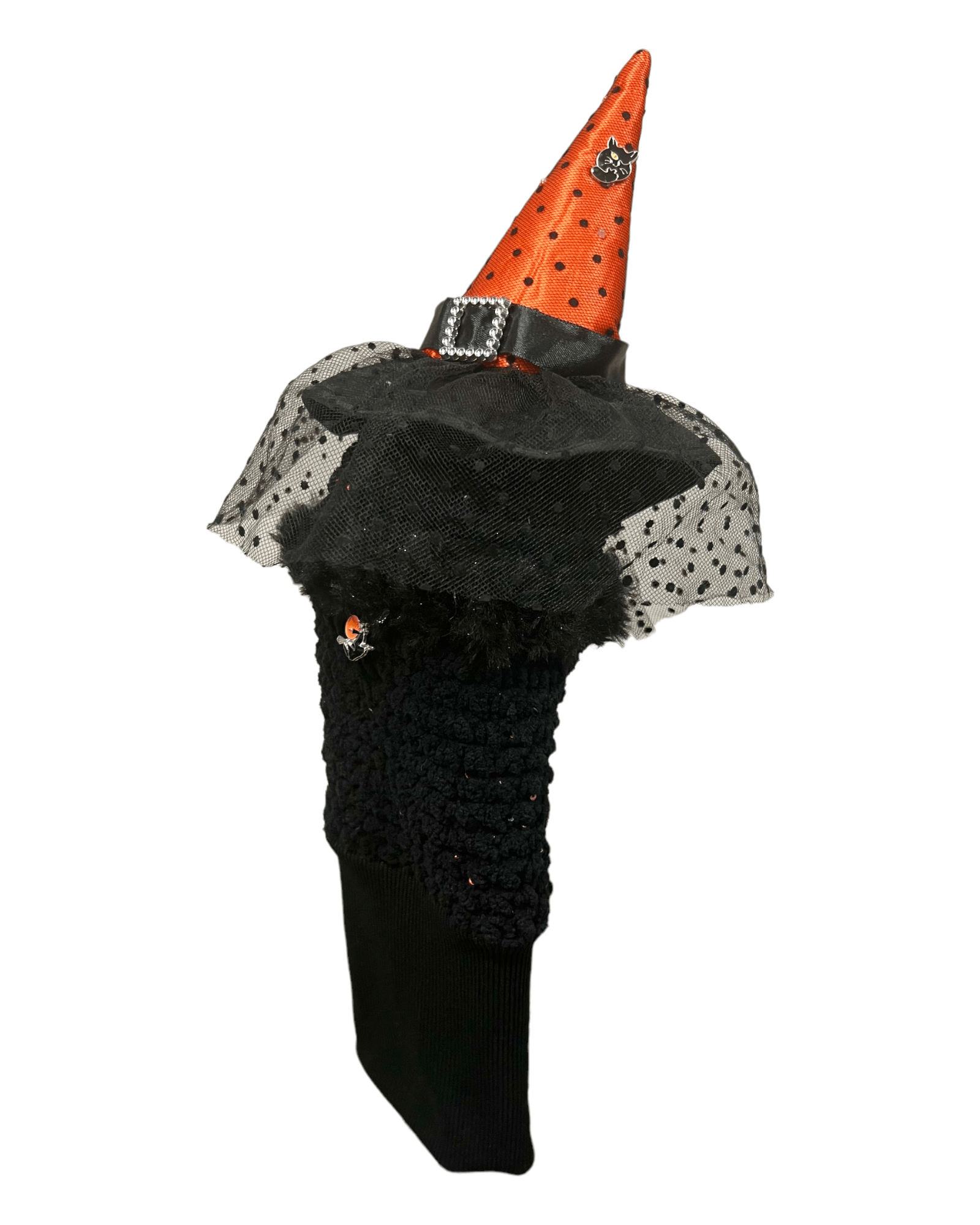 Head Cover (Halloween) - Orange Polka Dot Hat