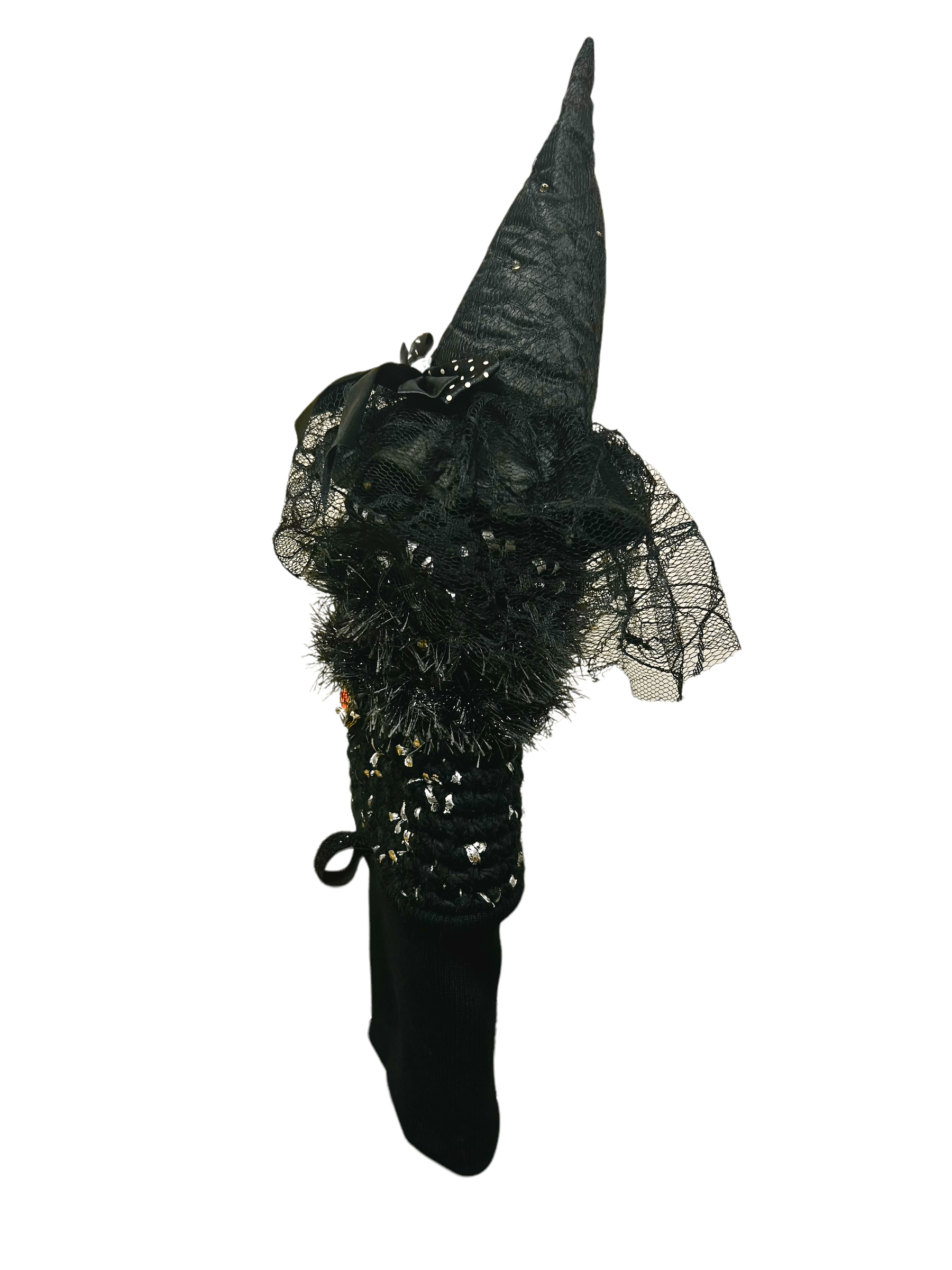 Head Cover (Halloween) - Black w LED Lights and Diamond Bow Tie