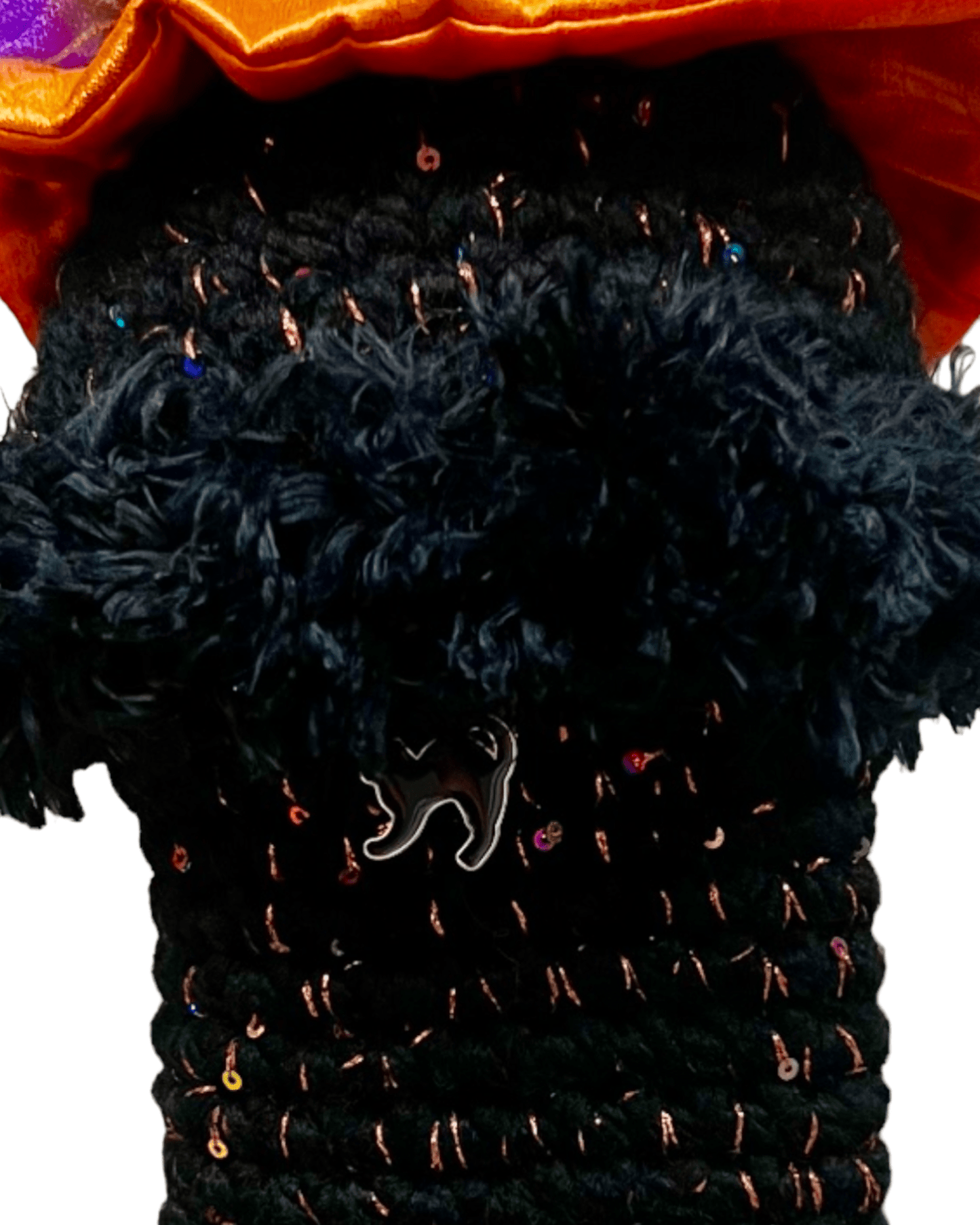 Head Cover (Halloween) - Satin Orange Hat with Speckled Veil