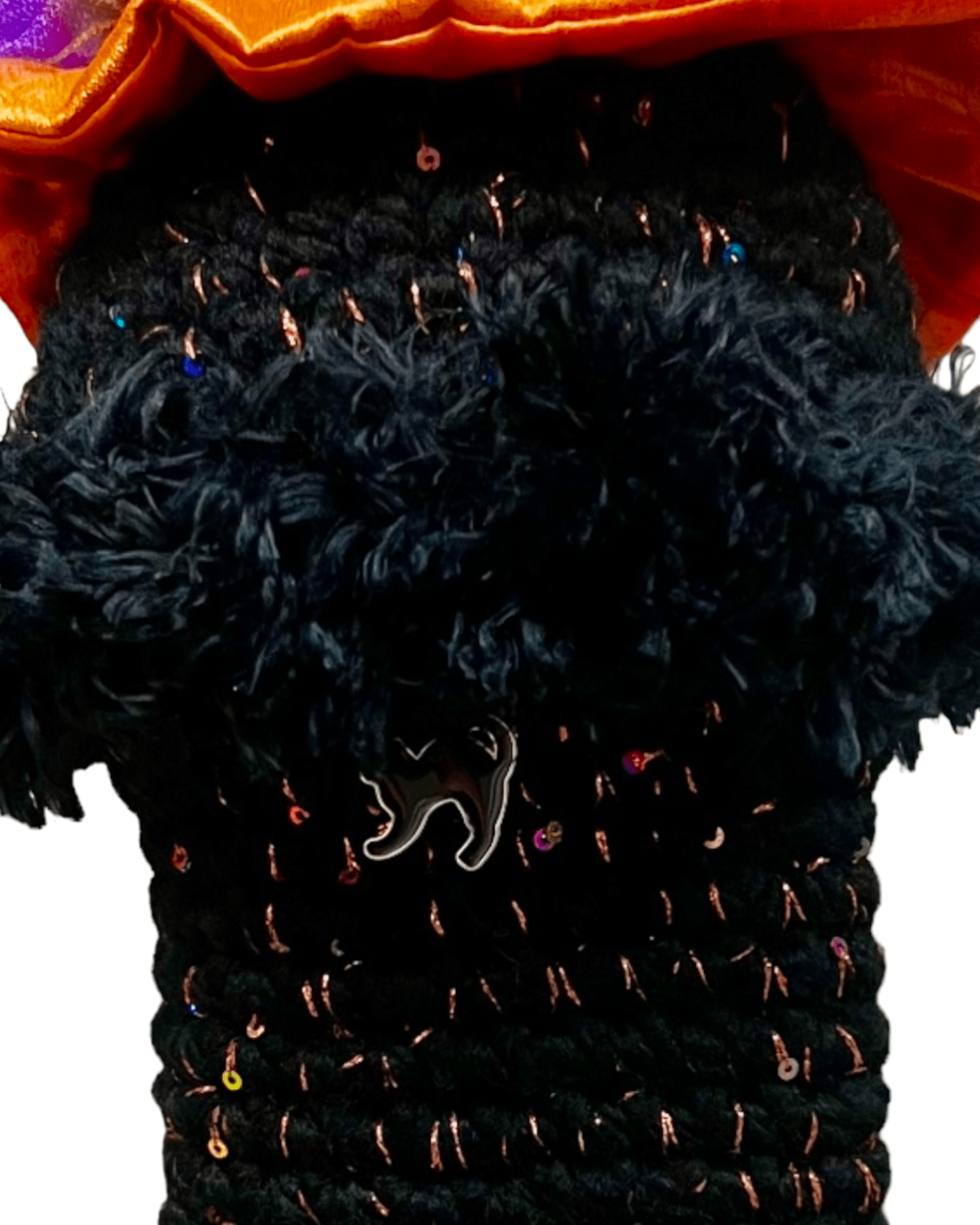 Head Cover (Halloween) - Satin Orange Hat with Speckled Veil